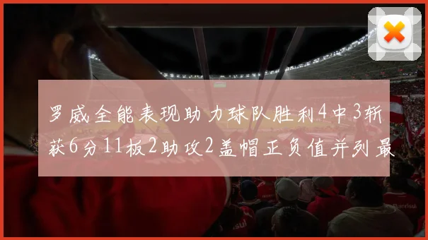 罗威全能表现助力球队胜利4中3斩获6分11板2助攻2盖帽正负值并列最高